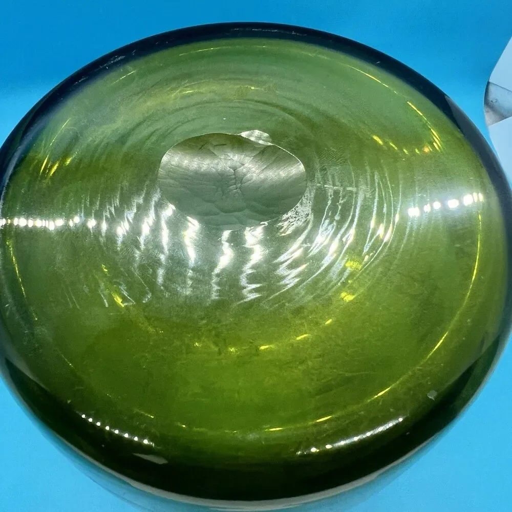 VTG 1960 Luciano Gaspari for Salviati Murano Blown Green Swirl Glass SASSO Vase